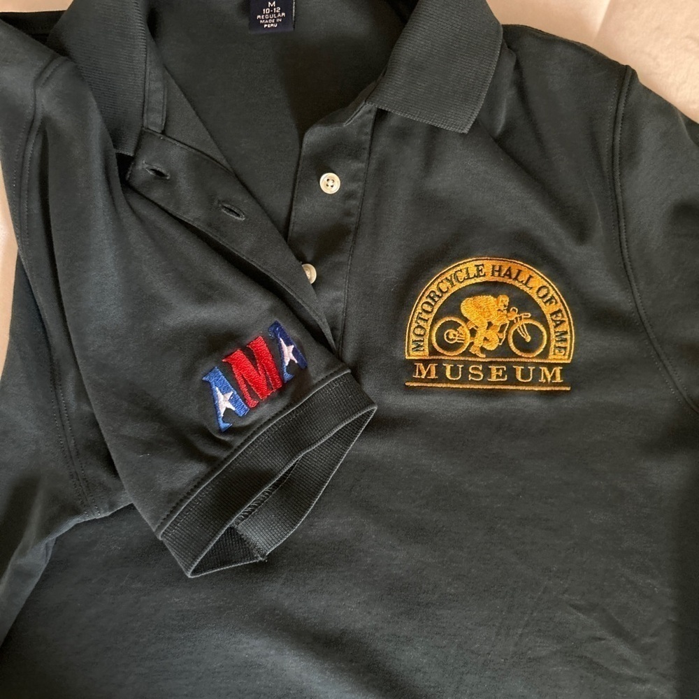 Lands End Motorcycle AMA Polo Shirt Sz M American Motorcycle Hall of Fame Logo - Picture 8 of 11